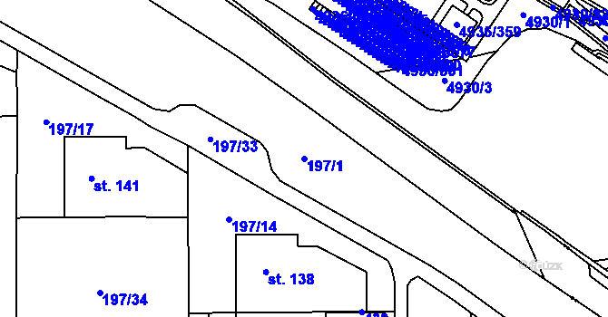 Parcela st. 197/1 v KÚ Velebudice, Katastrální mapa
