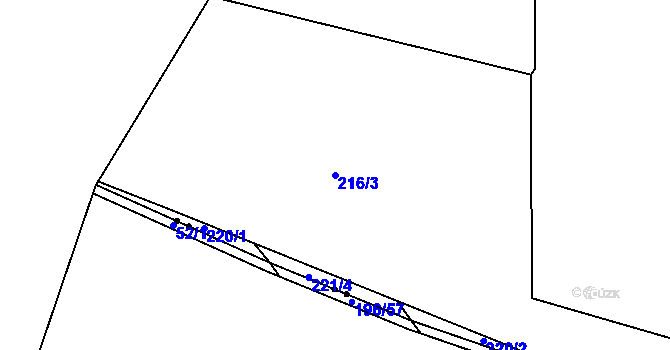 Parcela st. 216/3 v KÚ Velebudice, Katastrální mapa