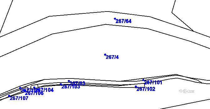 Parcela st. 267/4 v KÚ Velebudice, Katastrální mapa