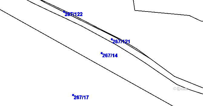 Parcela st. 267/14 v KÚ Velebudice, Katastrální mapa