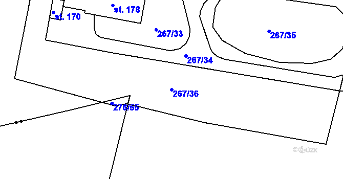 Parcela st. 267/36 v KÚ Velebudice, Katastrální mapa