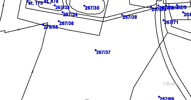 Parcela st. 267/37 v KÚ Velebudice, Katastrální mapa
