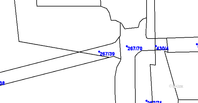Parcela st. 267/39 v KÚ Velebudice, Katastrální mapa