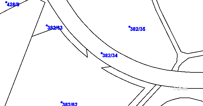 Parcela st. 382/34 v KÚ Velebudice, Katastrální mapa