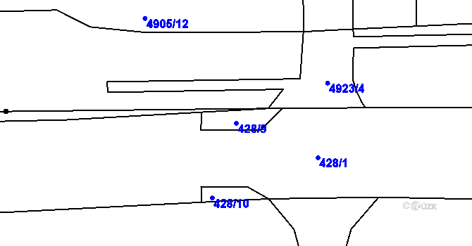 Parcela st. 428/9 v KÚ Velebudice, Katastrální mapa