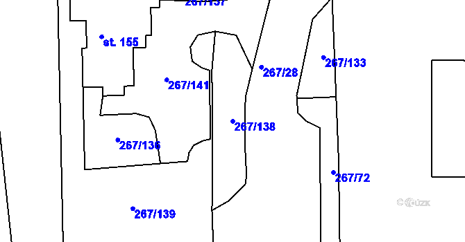Parcela st. 267/138 v KÚ Velebudice, Katastrální mapa