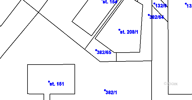 Parcela st. 382/65 v KÚ Velebudice, Katastrální mapa