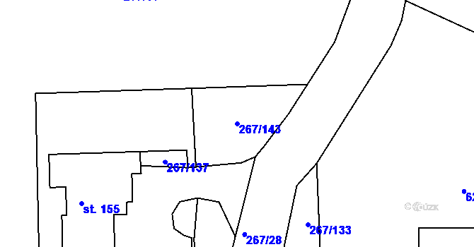 Parcela st. 267/143 v KÚ Velebudice, Katastrální mapa