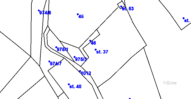 Parcela st. 37 v KÚ Vrbička, Katastrální mapa