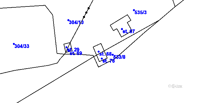 Parcela st. 68 v KÚ Vrbička, Katastrální mapa