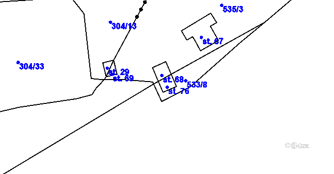 Parcela st. 76 v KÚ Vrbička, Katastrální mapa