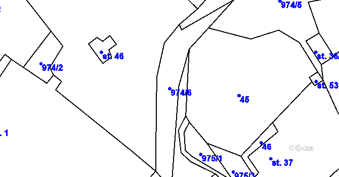 Parcela st. 974/6 v KÚ Vrbička, Katastrální mapa