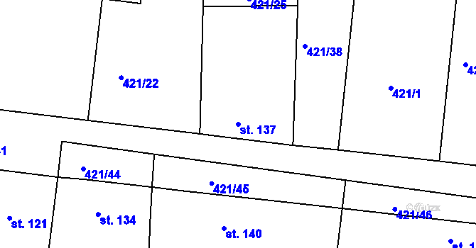 Parcela st. 137 v KÚ Slabce, Katastrální mapa
