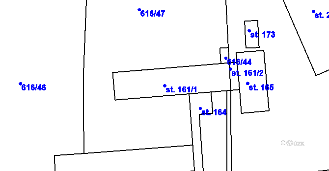 Parcela st. 161/1 v KÚ Slabce, Katastrální mapa