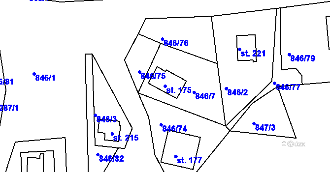 Parcela st. 175 v KÚ Slabce, Katastrální mapa
