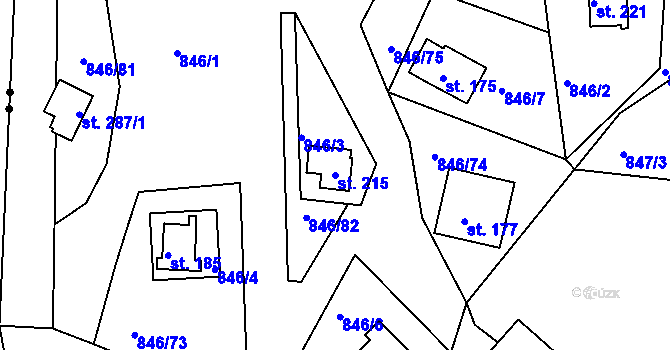 Parcela st. 215 v KÚ Slabce, Katastrální mapa