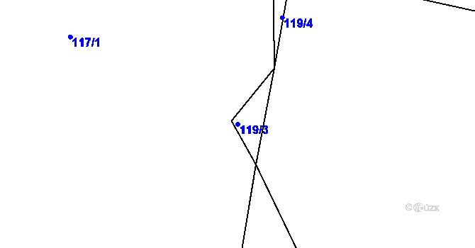 Parcela st. 119/3 v KÚ Slabce, Katastrální mapa