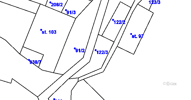 Parcela st. 122/3 v KÚ Slabce, Katastrální mapa