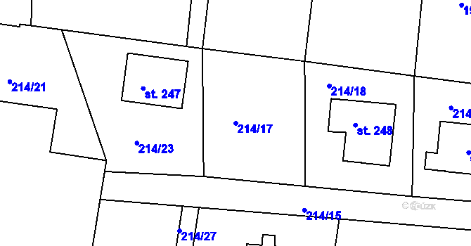 Parcela st. 214/17 v KÚ Slabce, Katastrální mapa