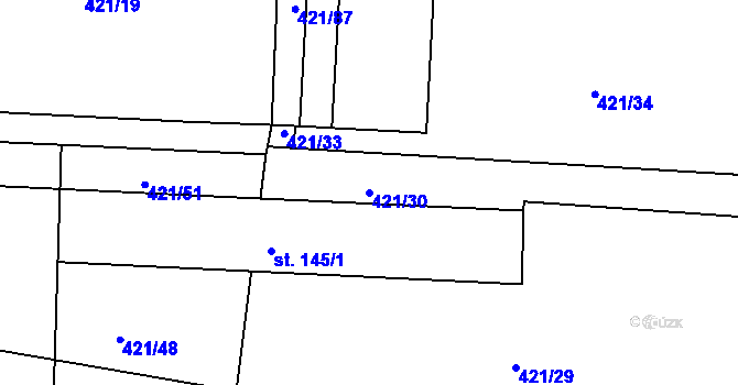 Parcela st. 421/30 v KÚ Slabce, Katastrální mapa