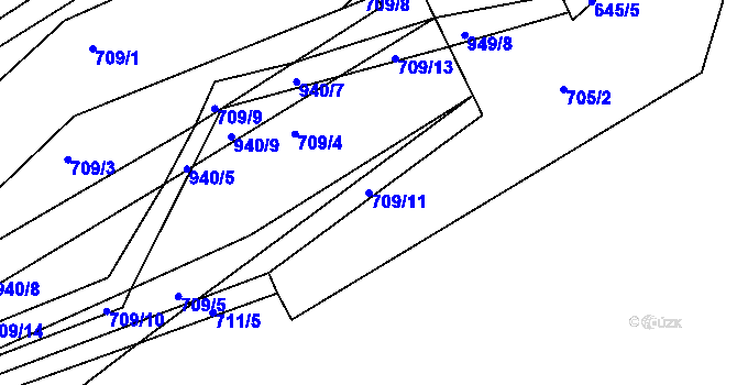 Parcela st. 709/11 v KÚ Slabce, Katastrální mapa