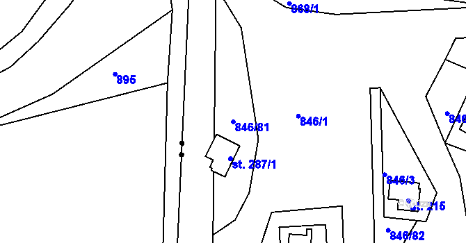 Parcela st. 846/81 v KÚ Slabce, Katastrální mapa