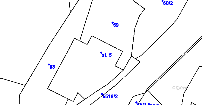Parcela st. 5 v KÚ Písecká Smoleč, Katastrální mapa