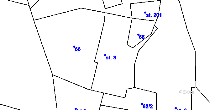 Parcela st. 8 v KÚ Písecká Smoleč, Katastrální mapa