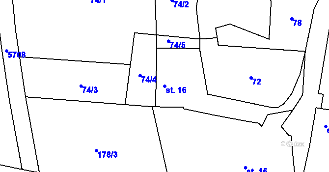 Parcela st. 16 v KÚ Písecká Smoleč, Katastrální mapa
