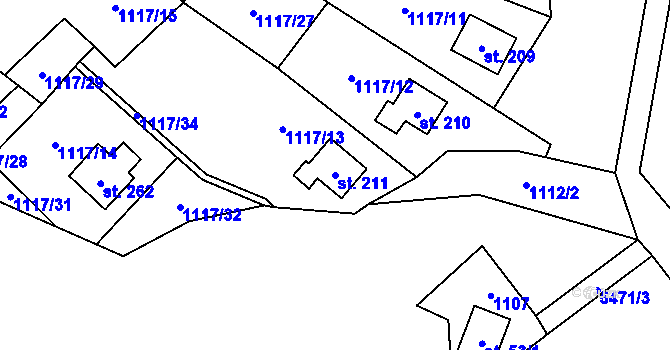 Parcela st. 211 v KÚ Písecká Smoleč, Katastrální mapa