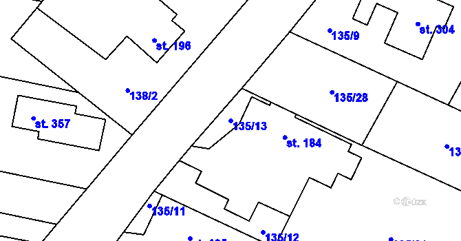 Parcela st. 135/13 v KÚ Písecká Smoleč, Katastrální mapa