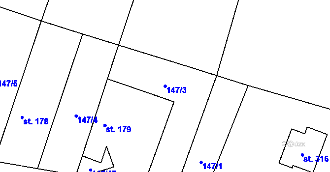 Parcela st. 147/3 v KÚ Písecká Smoleč, Katastrální mapa
