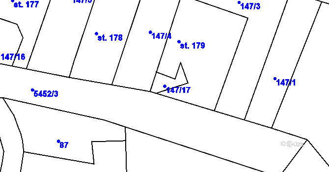 Parcela st. 147/17 v KÚ Písecká Smoleč, Katastrální mapa