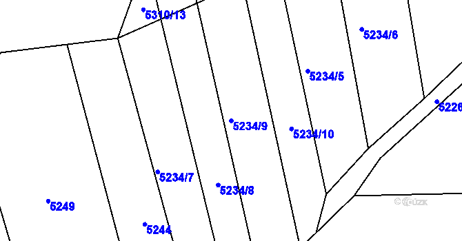 Parcela st. 5234/9 v KÚ Písecká Smoleč, Katastrální mapa