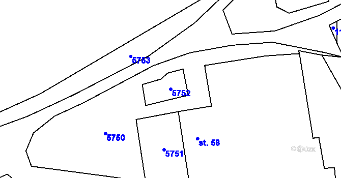 Parcela st. 5752 v KÚ Slabčice, Katastrální mapa