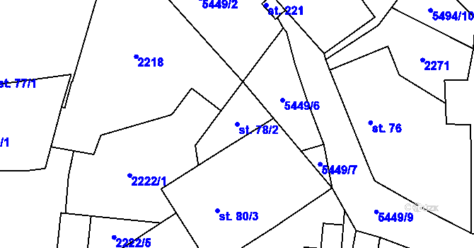Parcela st. 78/2 v KÚ Slabčice, Katastrální mapa