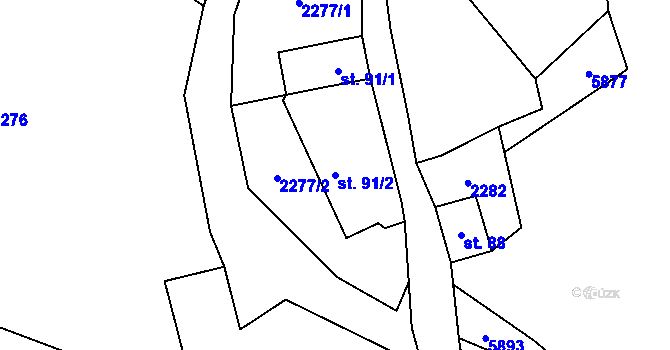 Parcela st. 91/2 v KÚ Slabčice, Katastrální mapa