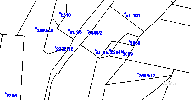Parcela st. 95/2 v KÚ Slabčice, Katastrální mapa