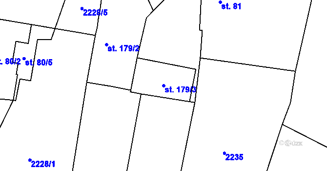 Parcela st. 179/3 v KÚ Slabčice, Katastrální mapa