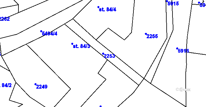 Parcela st. 2253 v KÚ Slabčice, Katastrální mapa
