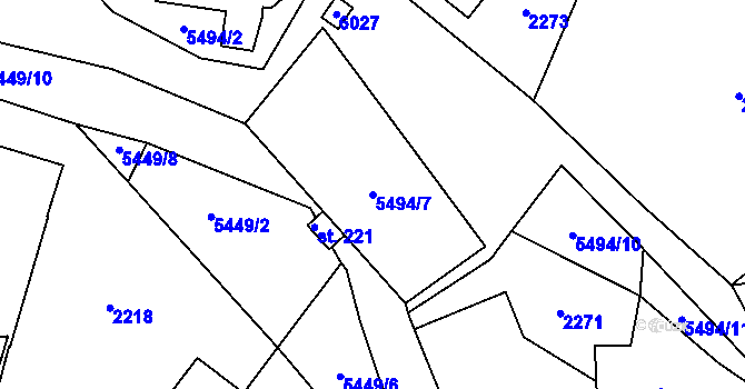 Parcela st. 5494/7 v KÚ Slabčice, Katastrální mapa