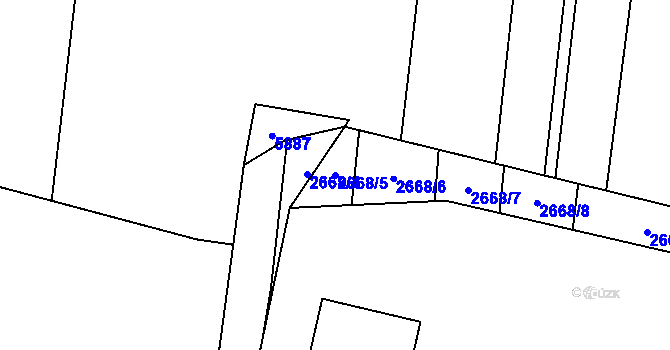 Parcela st. 2668/5 v KÚ Slabčice, Katastrální mapa