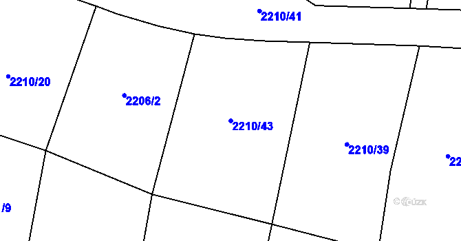 Parcela st. 2210/43 v KÚ Slabčice, Katastrální mapa