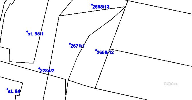 Parcela st. 2668/12 v KÚ Slabčice, Katastrální mapa
