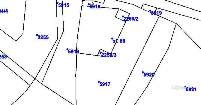 Parcela st. 2256/3 v KÚ Slabčice, Katastrální mapa