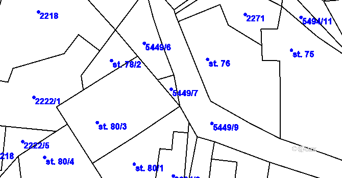 Parcela st. 5449/7 v KÚ Slabčice, Katastrální mapa