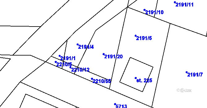 Parcela st. 2191/20 v KÚ Slabčice, Katastrální mapa