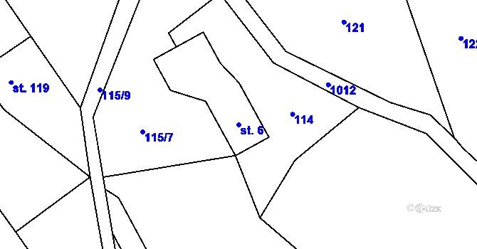 Parcela st. 6 v KÚ Bořkov, Katastrální mapa