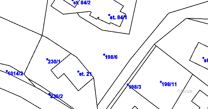 Parcela st. 198/6 v KÚ Bořkov, Katastrální mapa