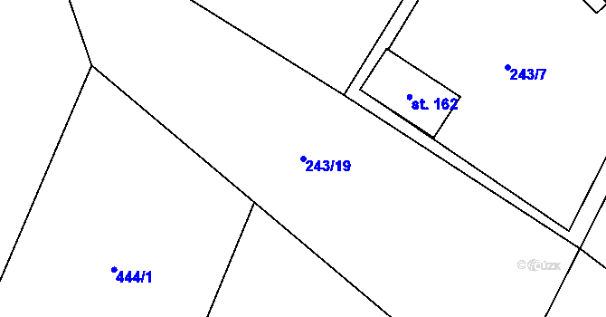 Parcela st. 243/19 v KÚ Bořkov, Katastrální mapa